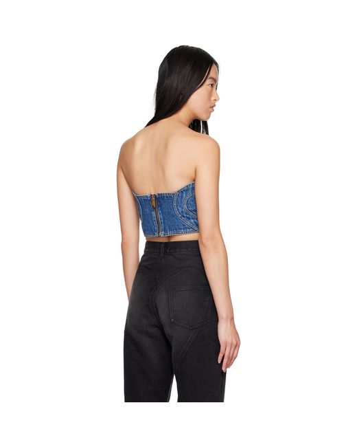 Area Black Patchwork Heart Bandeau Denim Top