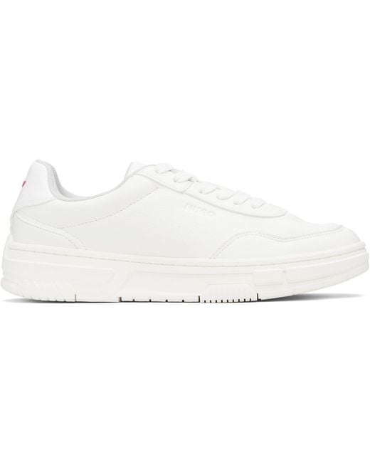 HUGO Black Faux-Leather Zigzag Detailing Sneakers for men