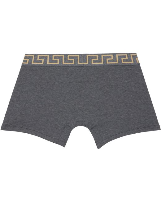 Versace Black Two-Pack & Greca Border Long Boxer Briefs for men