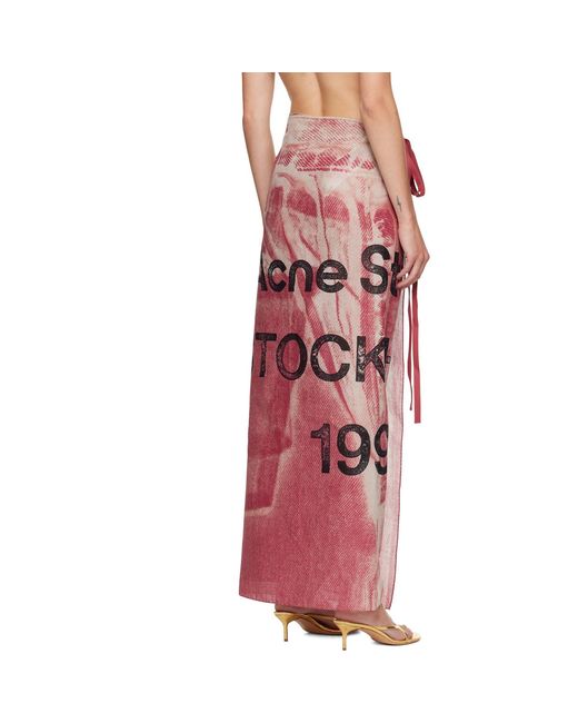 Acne Pink Thin Printed Scarf