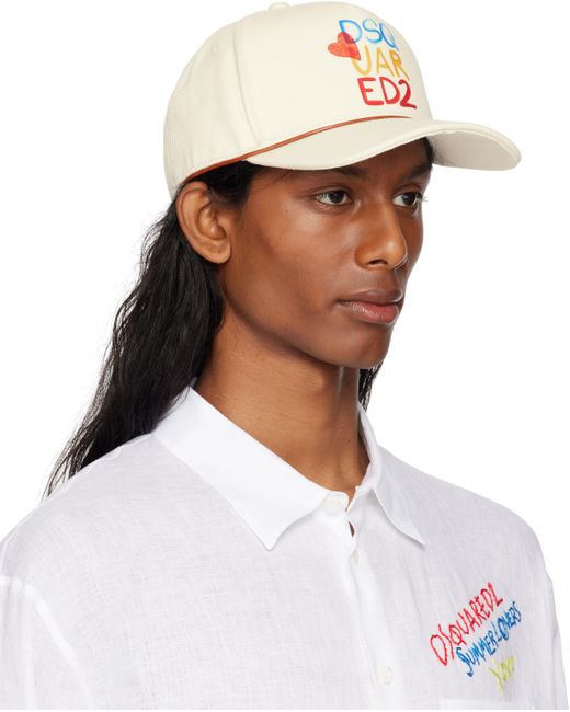 DSquared² White Off- 'Summer Lovers' Baseball Cap for men