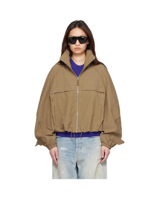 Acne Multicolor Tan Nylon Logo Jacket