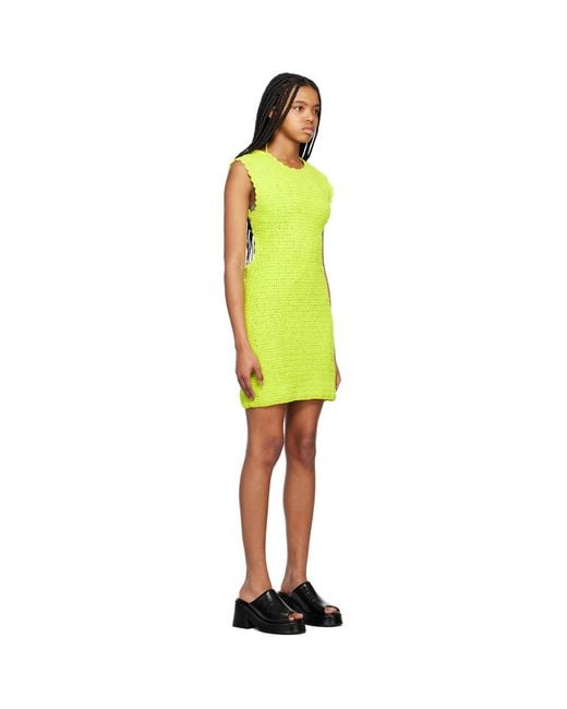 Ganni Yellow Green Open Back Minidress