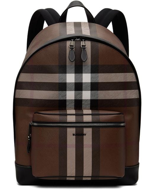 Burberry Black Brown Check Backpack for men