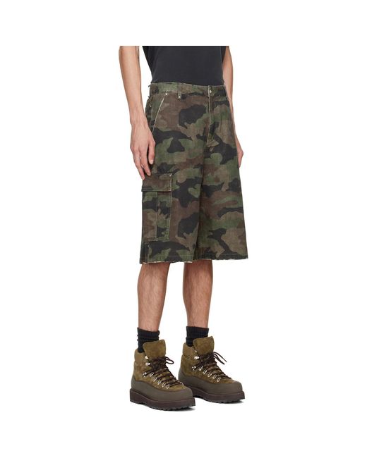 Represent Green Cargo Shorts for men