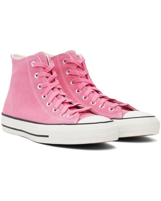 Converse Black Pink Chuck Taylor All Star Pro Suede High Top Sneakers for men