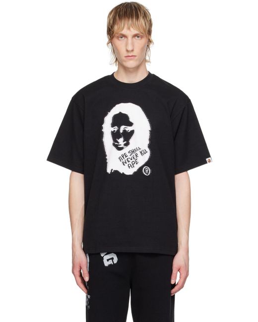 A Bathing Ape Black Art Print T-shirt for men