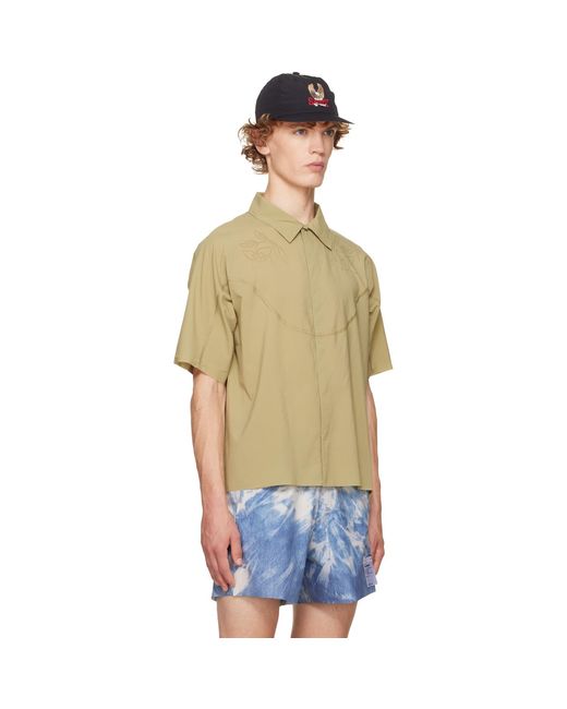 Satisfy Green Khaki Peaceshell River Short Sleeves Shirt for men