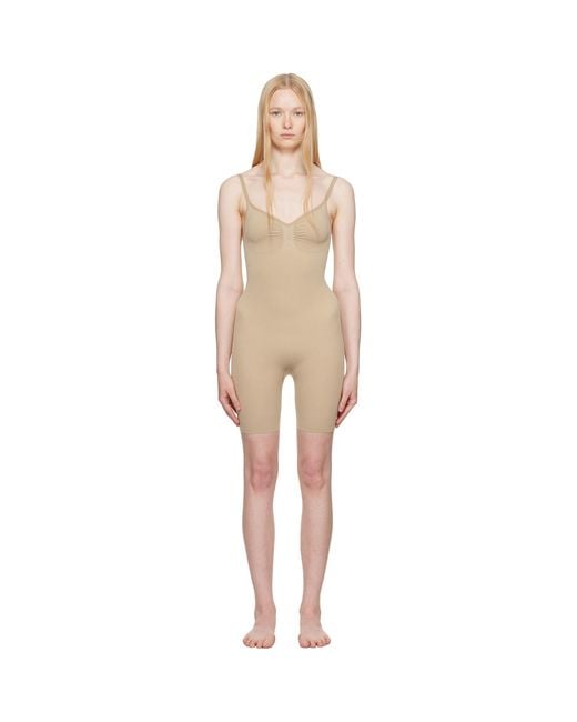 Skims Black Seamless Sculpt Mid Thigh Bodysuit