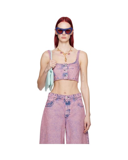 Marni Pink Paneled Denim Tank Top
