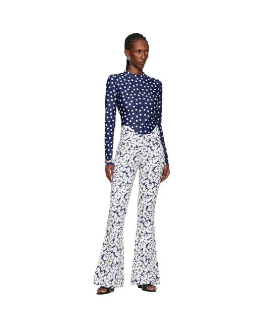 Jean Paul Gaultier Blue 'The Curved Flower' Jeans