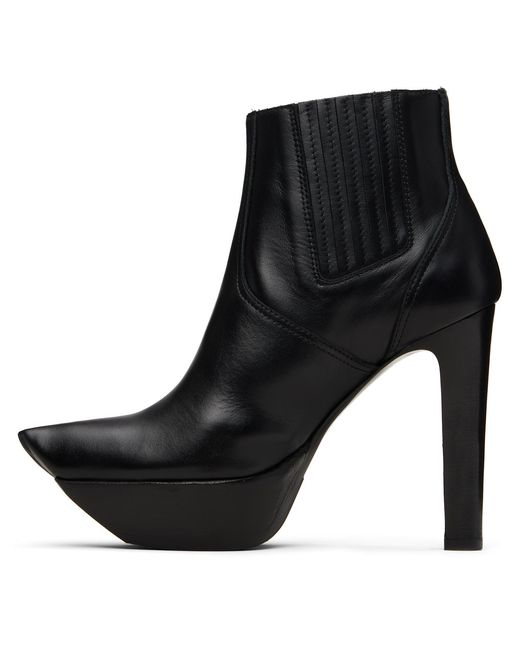 R13 Black Pointy Toe Platform Heeled Ankle Boots