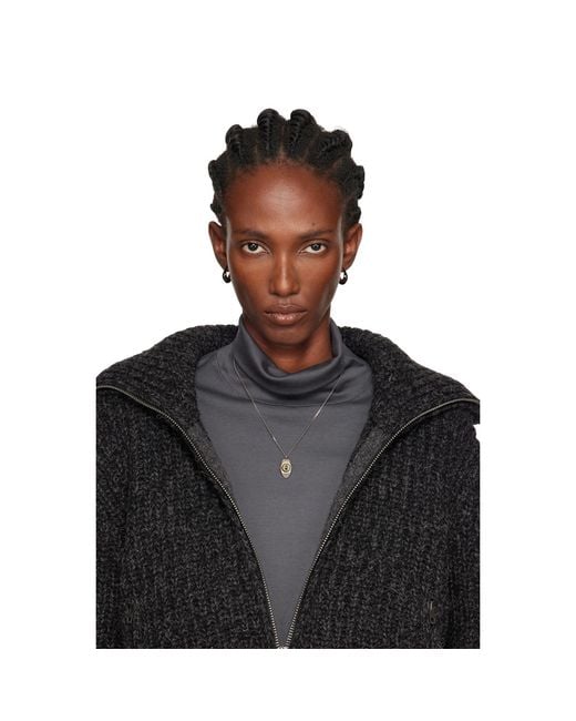 Lemaire Black Curved Mini Drop Earrings