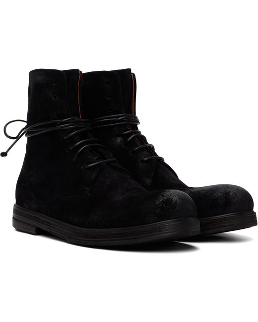 Marsèll Black Zucca Zeppa Leather Combat Boots for men