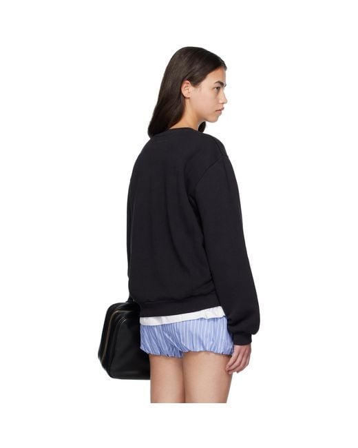 Acne Black Crew Neck Fleece Sweatshirt
