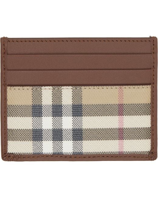 Burberry Brown Check Card Holder for men