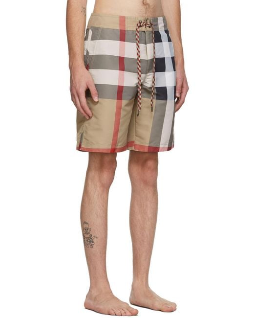 Maillot de bain beige breton Burberry pour homme en coloris Neutre - Lyst