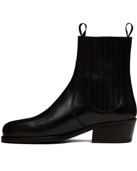 メンズ Lemaire レザー チェルシーブーツ Black