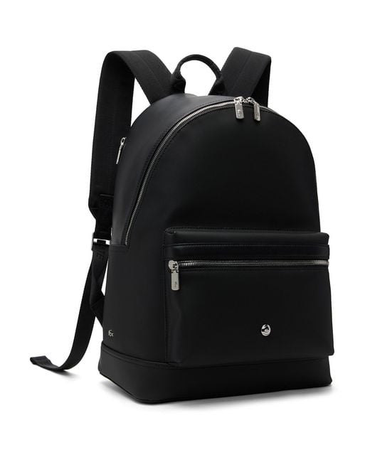 Lacoste Black Poly Canvas Backpack for men