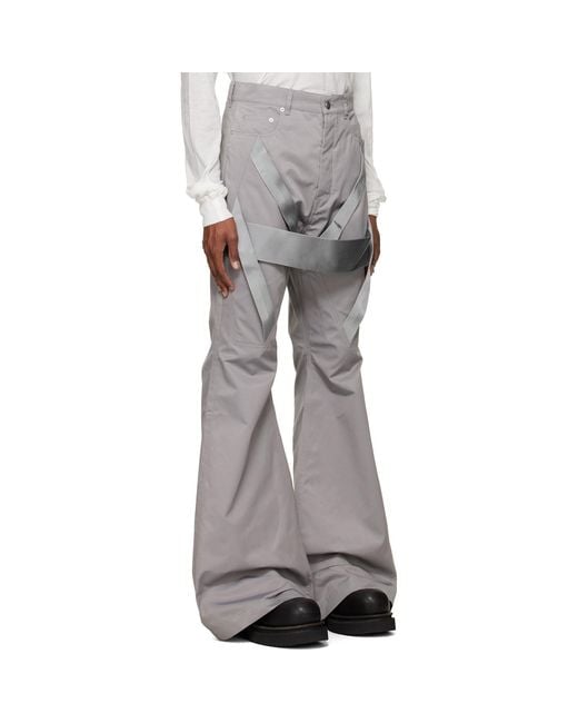 Rick Owens Gray Tower Megastrapped Bolan Bootcut Trousers for men