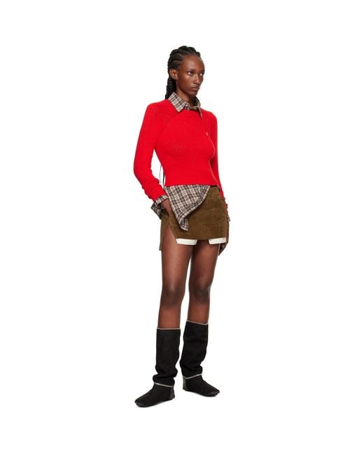 Acne Red Cropped Crewneck Sweater