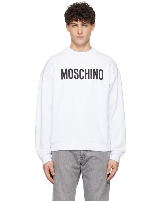 メンズ Moschino ホワイト Institutional スウェットシャツ White