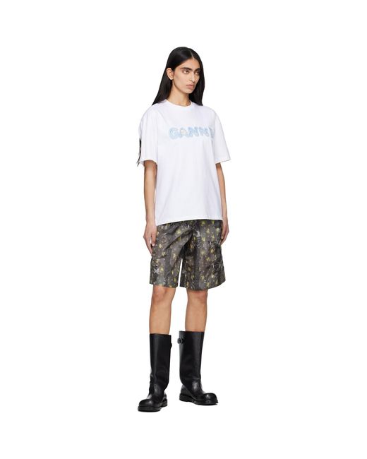 Ganni White Heavy Cotton Relaxed Fit T-Shirt
