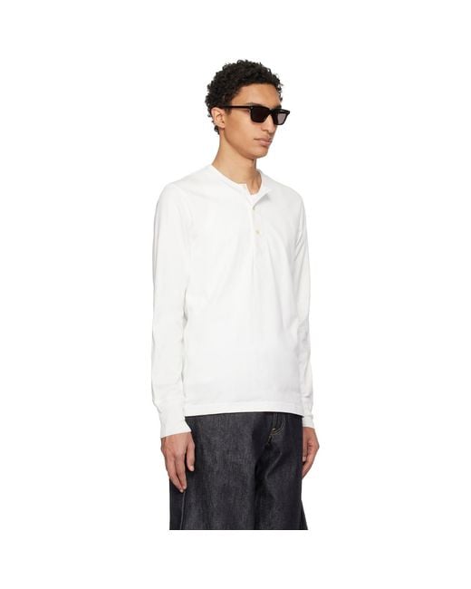 Merz B. Schwanen Black 2M06 Mid-Century Machine Refined Fit Long Sleeve Henley for men