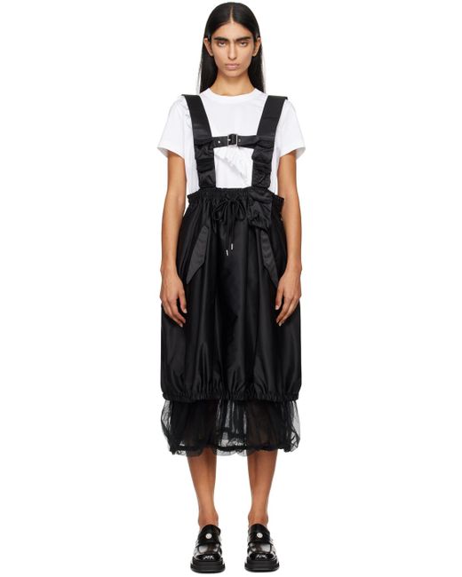 knee length dresses for ladies Rayon Pinafore -Black main image 0