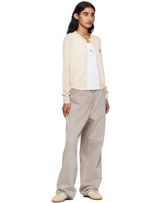 Maison Kitsuné White Double Bold Fox Head Patch Regular Cardigan