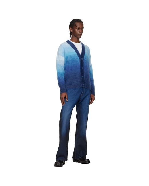Off-White c/o Virgil Abloh Blue Mohair Arrow Gradient Knit Cardigan for men