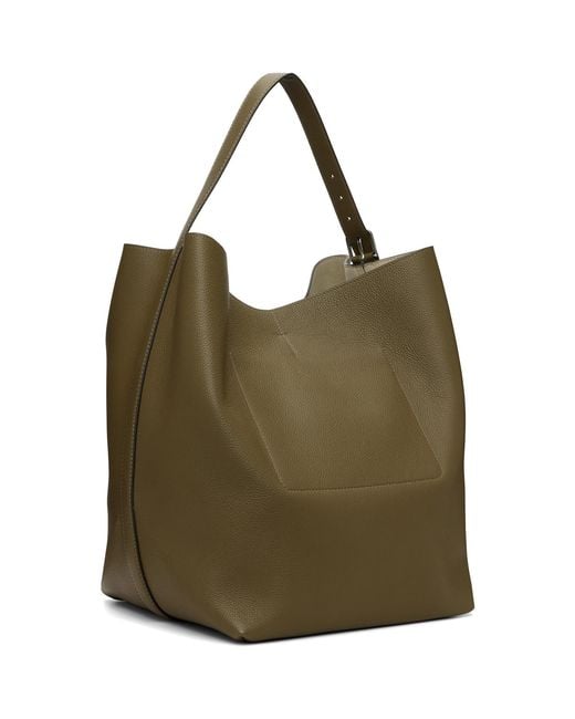 Totême  Green Belted Grained-Leather Tote