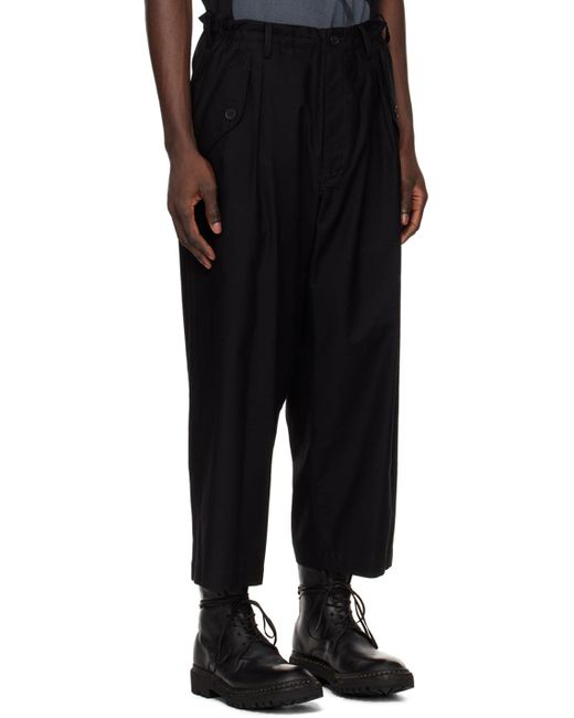 Yohji Yamamoto Black Tuck Trousers for men