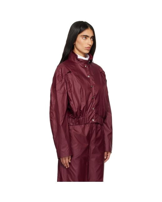 FIDAN NOVRUZOVA Red Burgundy Macar Nylon Windbreaker Bomber Jacket