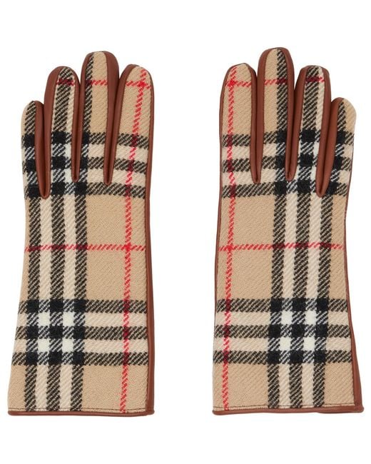 Burberry Brown Check Wool Gloves