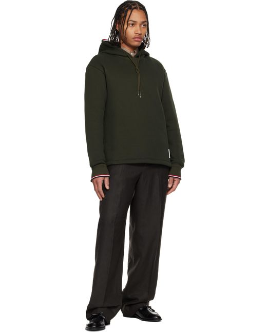 Pull À Capuche Surdimensionné Kaki En Jersey Bouclette À Rayures Tricolores Thom Browne pour homme en coloris Black