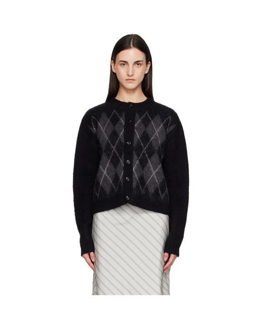 TONYWACK Black Brushed Argyle Cardigan