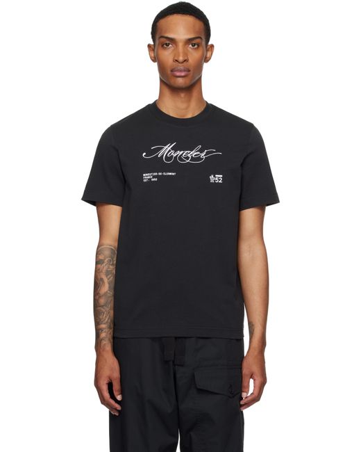 メンズ Moncler ブラック Archivio Creativo Tシャツ Black