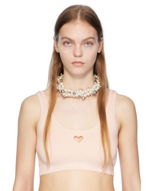 Simone Rocha White Twisted Bell Charm & Necklace