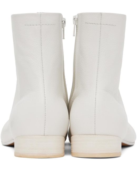 MM6 by Maison Martin Margiela White Anatomic 30mm Leather Ankle Boots for men