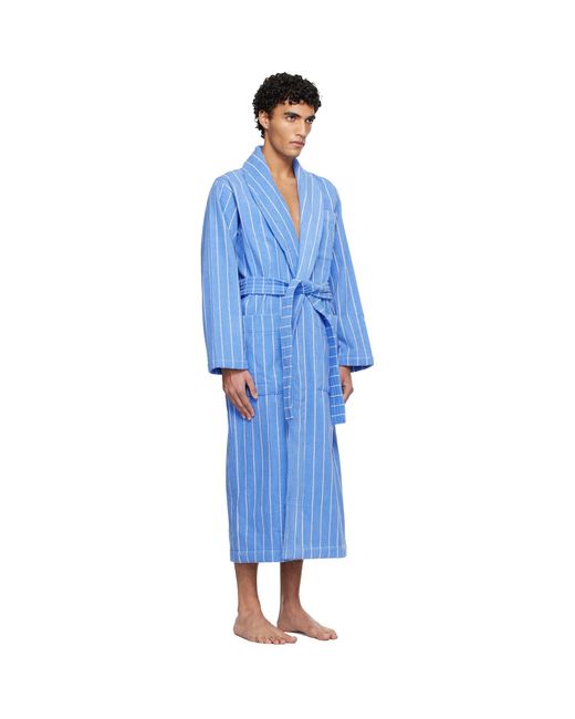 Tekla Blue Terry Classic Bathrobe for men