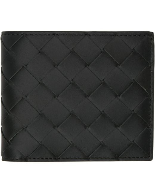 Bottega Veneta Black Khaki Intrecciato Bi-Fold Wallet for men