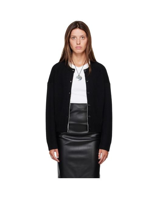 Loulou de Saison Black Nicola Bicolor Cashmere Cardigan