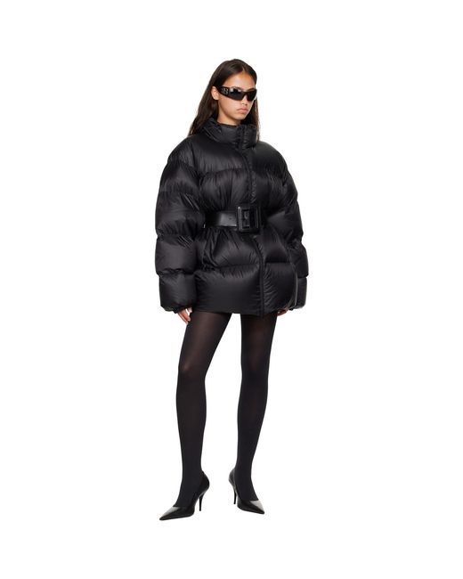 Balenciaga Black Belted Hourglass Short Puffer Down Jacket
