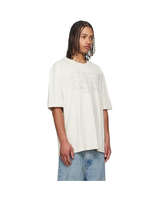 Maison Margiela White Off- Embroidered Logo T-Shirt for men
