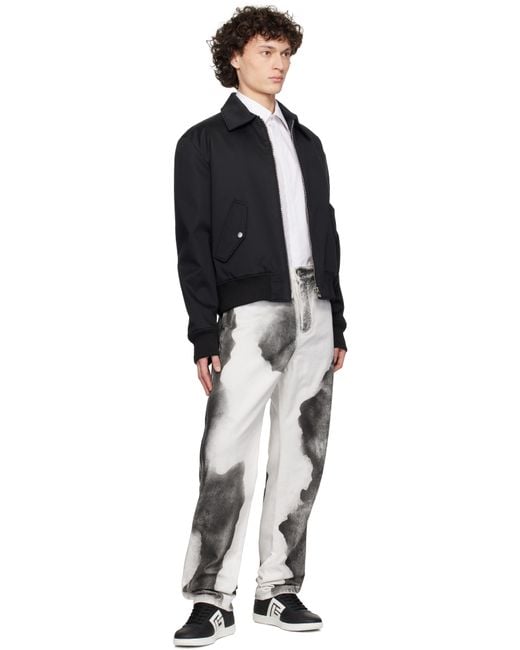 メンズ Balmain ホワイト Moon プリント レギュラーフィット ジーンズ Black