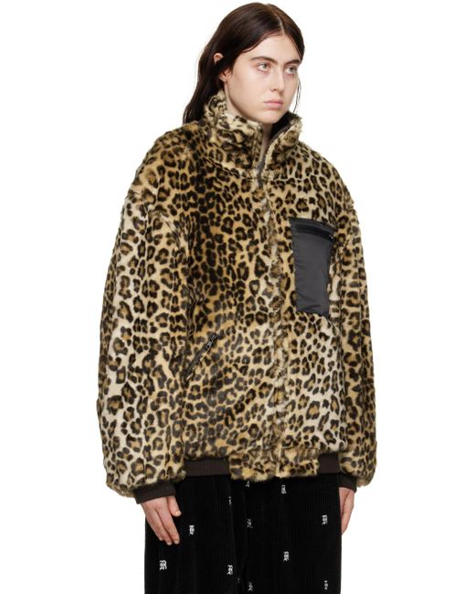 R13 Black Leopard Faux-fur Reversible Jacket