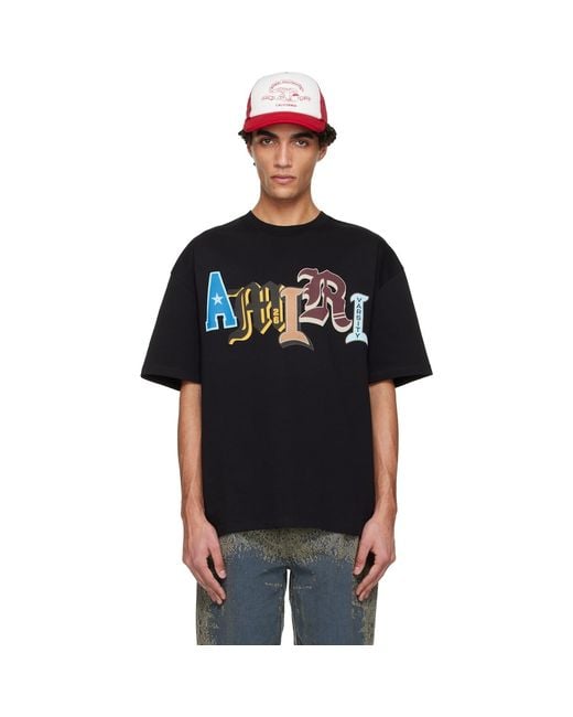 Amiri Black Varsity Patch Oversized T-Shirt for men