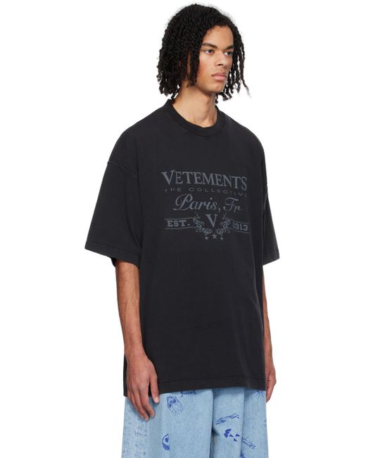 メンズ Vetements Paris Tシャツ Black