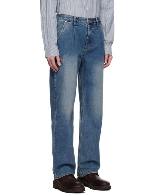 DUNST Blue Pleated Jeans for men